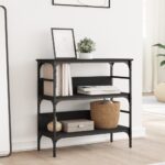vidaXL Konzolový stolík čierny 75x32x75 cm kompozitné drevo – Obrázok 3