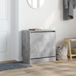 vidaXL Botník betónovo sivý 60x34x63,5 cm kompozitné drevo – Obrázok 3