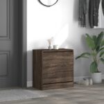 vidaXL Botník hnedý dub 60x34x63,5 cm kompozitné drevo – Obrázok 3