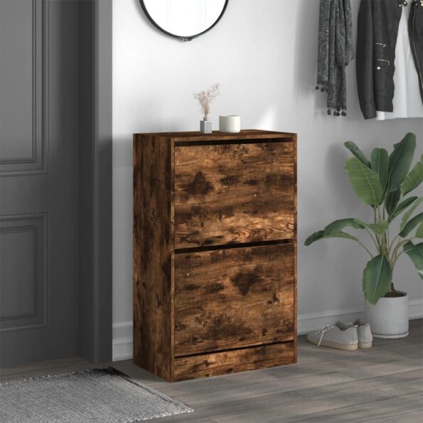 vidaXL Botník dymový dub 60x34x96,5 cm kompozitné drevo – Obrázok 3