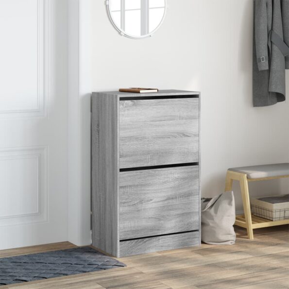 vidaXL Botník sivý sonoma 60x34x96,5 cm kompozitné drevo – Obrázok 3