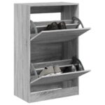 vidaXL Botník sivý sonoma 60x34x96,5 cm kompozitné drevo
