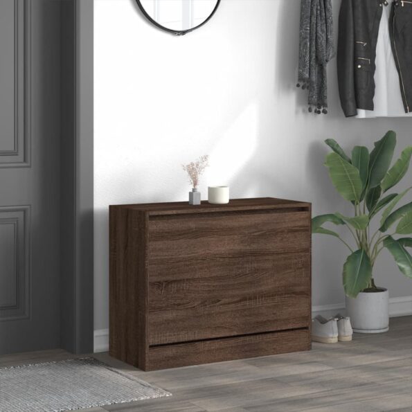vidaXL Botník hnedý dub 80x34x63 cm spracované drevo – Obrázok 3
