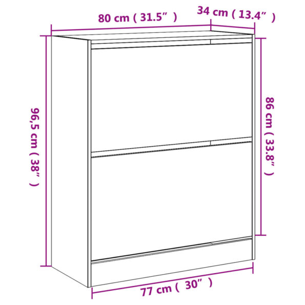vidaXL Botník sivý sonoma 80x34x96,5 cm kompozitné drevo – Obrázok 9
