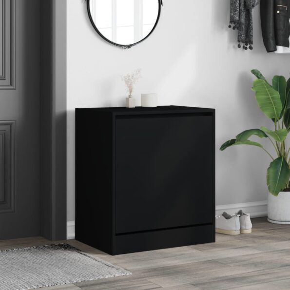 vidaXL Botník čierny 60x42x69 cm spracované drevo – Obrázok 3