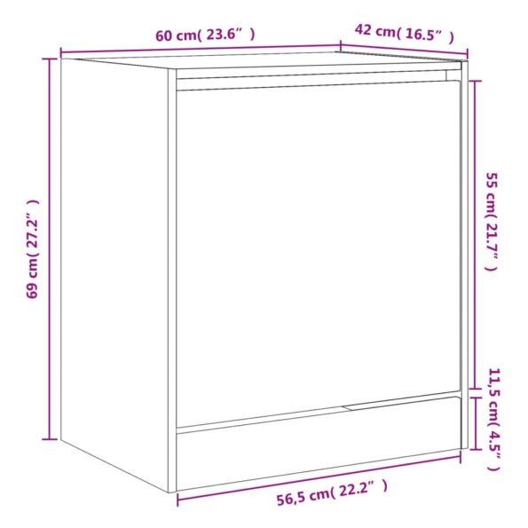 vidaXL Botník čierny 60x42x69 cm spracované drevo – Obrázok 9