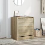vidaXL Botník dub sonoma 60x42x69 cm spracované drevo – Obrázok 3