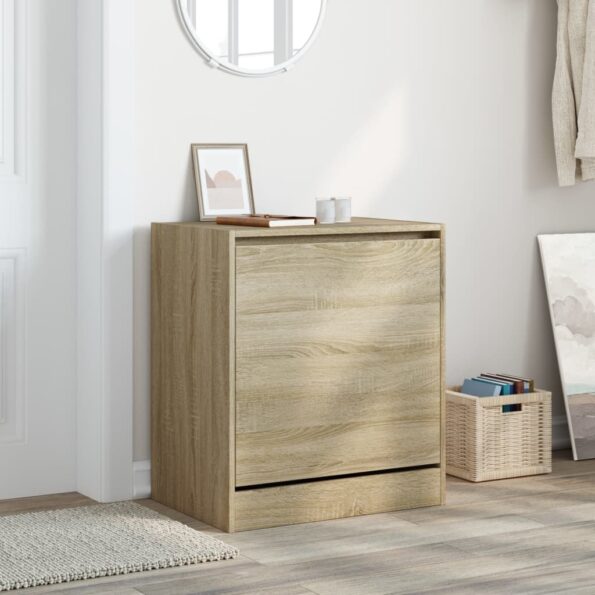 vidaXL Botník dub sonoma 60x42x69 cm spracované drevo – Obrázok 3