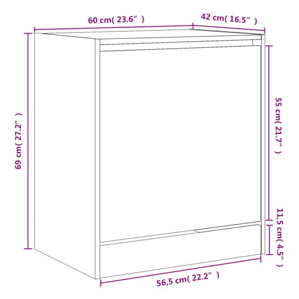 vidaXL Botník dub sonoma 60x42x69 cm spracované drevo – Obrázok 9