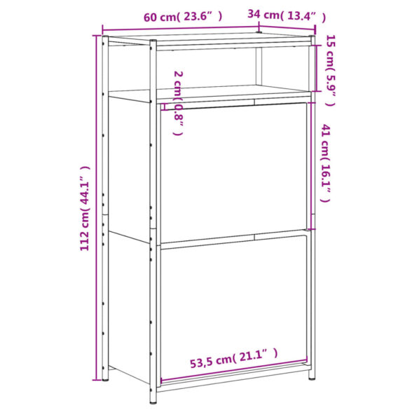 vidaXL Botník dymový dub 60x34x112 cm kompozitné drevo – Obrázok 9