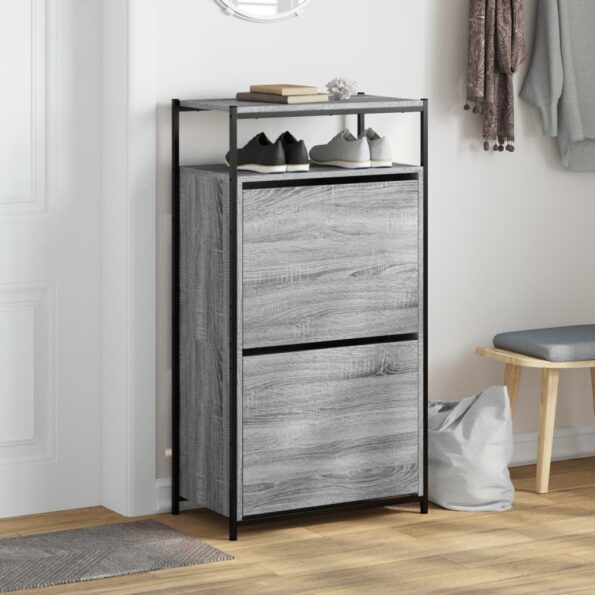 vidaXL Botník sivý dub sonoma 60x34x112 cm kompozitné drevo – Obrázok 3