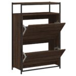 vidaXL Botník hnedý dub 75x34x112 cm kompozitné drevo – Obrázok 2