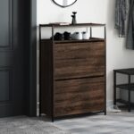 vidaXL Botník hnedý dub 75x34x112 cm kompozitné drevo – Obrázok 3