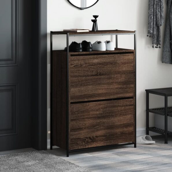 vidaXL Botník hnedý dub 75x34x112 cm kompozitné drevo – Obrázok 3