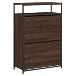 vidaXL Botník hnedý dub 75x34x112 cm kompozitné drevo – Obrázok 4