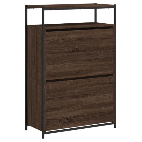 vidaXL Botník hnedý dub 75x34x112 cm kompozitné drevo – Obrázok 4