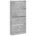 vidaXL Botník so 4 výklopnými zásuvkami betónový sivý 80x21x163,5 cm – Obrázok 2