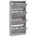 vidaXL Botník so 4 výklopnými zásuvkami betónový sivý 80x21x163,5 cm – Obrázok 4