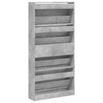 vidaXL Botník so 4 výklopnými zásuvkami betónový sivý 80x21x163,5 cm – Obrázok 8