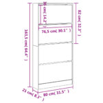 vidaXL Botník so 4 výklopnými zásuvkami betónový sivý 80x21x163,5 cm – Obrázok 10