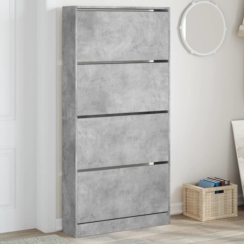 VXL8721012385610_m_en_hd_1.jpg vidaXL Botník so 4 výklopnými zásuvkami betónový sivý 80x21x163,5 cm – Obrázok 1
