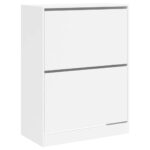 vidaXL Botník s 2 výklopnými zásuvkami biely 80x42x108 cm – Obrázok 2