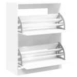 vidaXL Botník s 2 výklopnými zásuvkami biely 80x42x108 cm – Obrázok 5
