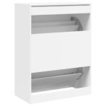 vidaXL Botník s 2 výklopnými zásuvkami biely 80x42x108 cm – Obrázok 8