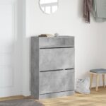 vidaXL Botník s 2 výklopnými zásuvkami betónový sivý 80x34x116 cm – Obrázok 3