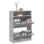vidaXL Botník s 2 výklopnými zásuvkami betónový sivý 80x34x116 cm – Obrázok 4