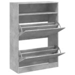 vidaXL Botník s 2 výklopnými zásuvkami betónový sivý 80x34x116 cm – Obrázok 5