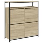 vidaXL Botník so 4 výklopnými zásuvkami dub sonoma 100x34x112 cm – Obrázok 2