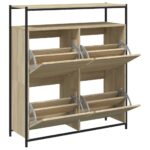 vidaXL Botník so 4 výklopnými zásuvkami dub sonoma 100x34x112 cm – Obrázok 5