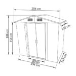 vidaXL Záhradná kôlňa, sivá, kov 204x132x186 cm – Obrázok 8