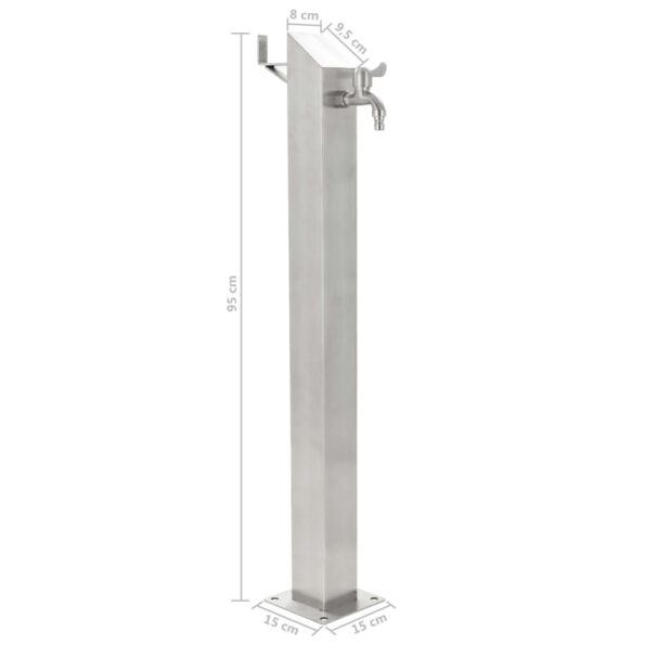 vidaXL Záhradný stĺpik na vodu, nehrdzavejúca oceľ, štvorcový 95 cm – Obrázok 8