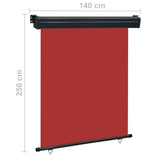 vidaXL Bočná markíza na balkón 145x250 cm, červená – Obrázok 10