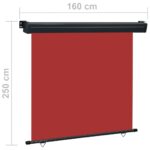vidaXL Bočná markíza na balkón 165x250 cm, červená – Obrázok 10