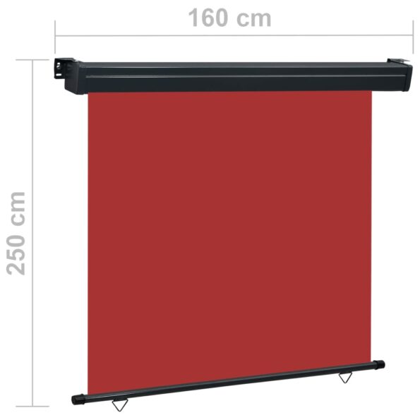 vidaXL Bočná markíza na balkón 165x250 cm, červená – Obrázok 10