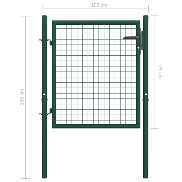 vidaXL Oceľová plotová brána 100x75 cm zelená – Obrázok 5