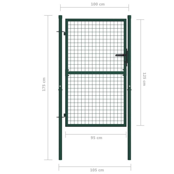 vidaXL Oceľová plotová brána 100x125 cm zelená – Obrázok 5