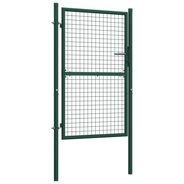 vidaXL Oceľová plotová brána 100x150 cm zelená – Obrázok 2