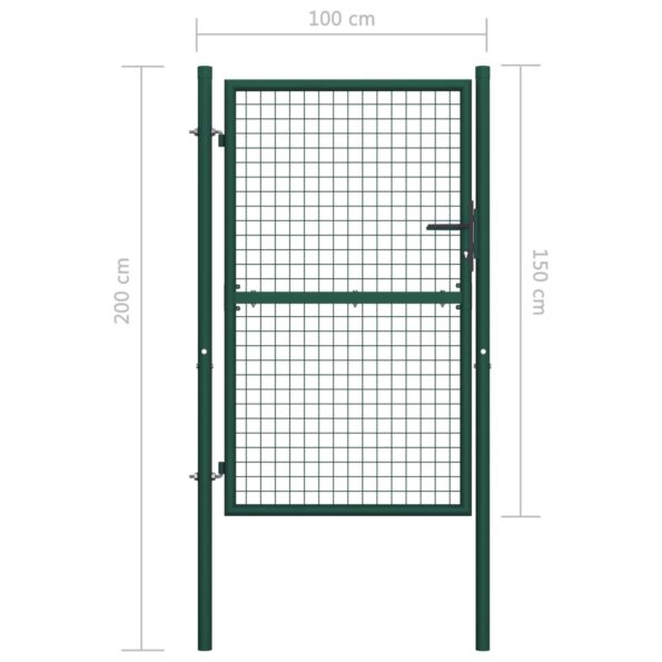 vidaXL Oceľová plotová brána 100x150 cm zelená – Obrázok 5