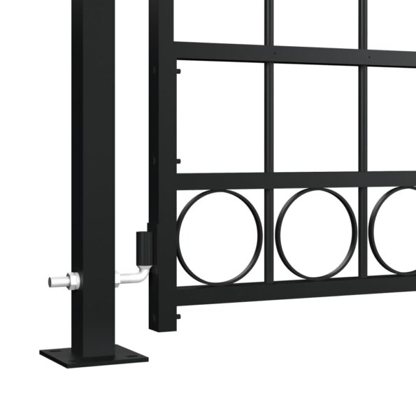 vidaXL Plotová brána ASSEN s klenutým vrchom a 2 stĺpikmi 105x170 cm čierna – Obrázok 3