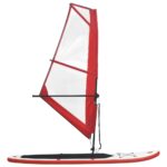 vidaXL Nafukovací Stand up paddleboard s plachtou, červeno biely – Obrázok 2