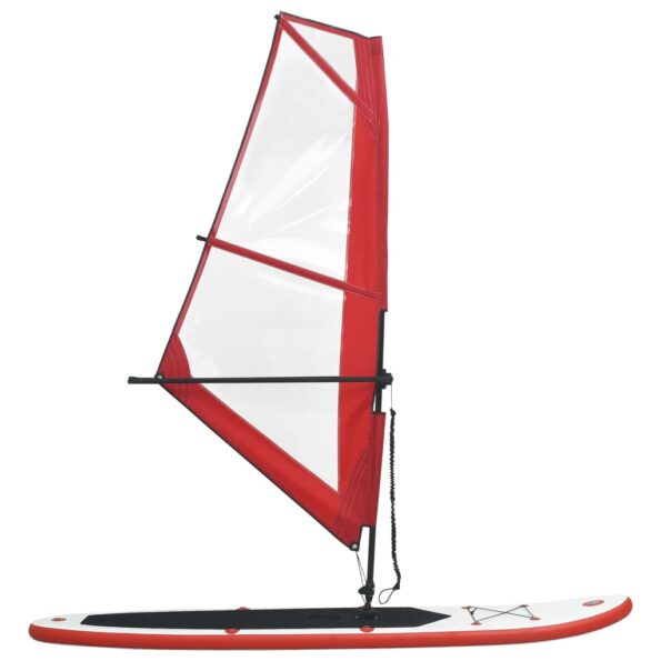 vidaXL Nafukovací Stand up paddleboard s plachtou, červeno biely – Obrázok 2