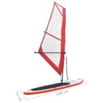 vidaXL Nafukovací Stand up paddleboard s plachtou, červeno biely – Obrázok 12