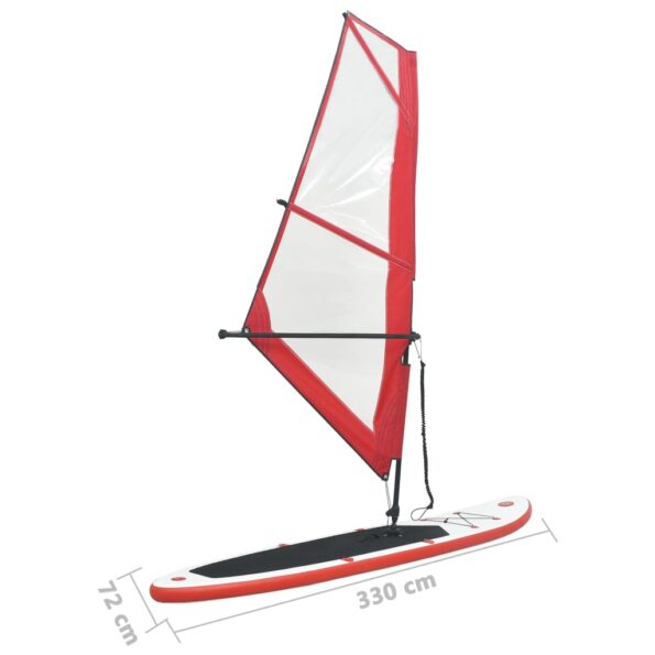 vidaXL Nafukovací Stand up paddleboard s plachtou, červeno biely – Obrázok 12