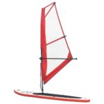 vidaXL Nafukovací Stand up paddleboard s plachtou, červeno biely – Obrázok 3