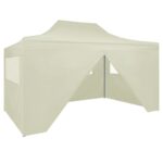 vidaXL Profesionálny skladací párty stan+4 steny 3x4 m, oceľ, krémový