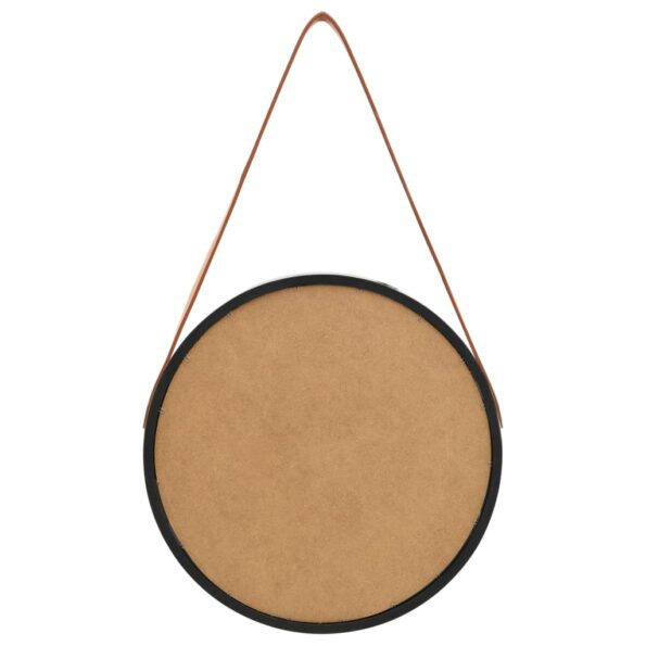 vidaXL Nástenné zrkadlo s popruhom čierne 40 cm – Obrázok 5